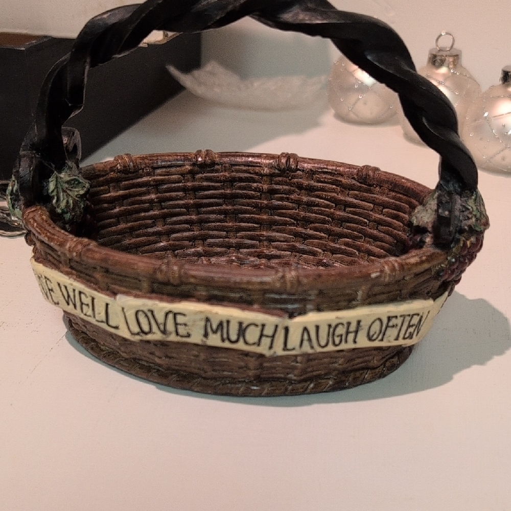 Charming Brown Woven Basket with Inspirational Message